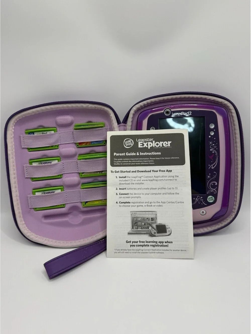 LeapFrog LeapPad2 Disney Princess System W Case No Cords 9 Games Tested Works